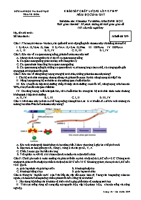 Đề khảo sát chất lượng Sinh học 12 - Mã đề 209 - Năm học 2016-2017 - Sở GD & ĐT Thanh Hóa